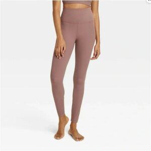 Women's Ultra High Rise Rib Leggings - All In Motion Brown / Pink Small